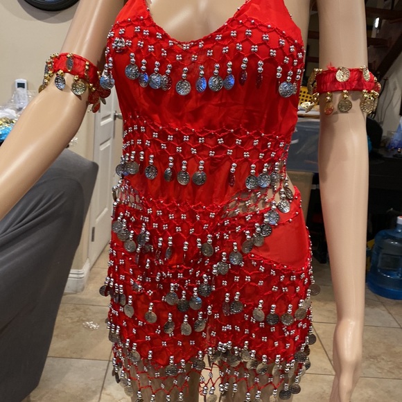 Zumba Fitness Accessories Bally Dancer 6 Pic Set Coin Bra Hip Scarf